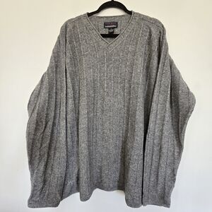 Galyan's Men's‎ V neck Gray Lambs wool Blend  Casual Sweater XL.A6
